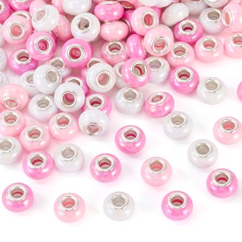 Sparkeads 150 Stück europäische Harz-Perlen, Rondelle, großes Loch, lose Abstandshalter, Perlen mit Messingkern für Armband, Halskette, Ohrringe, DIY, Schmuckherstellung, Handwerk Sparkeads 150 Stück europäische Harz-Perlen, Rondelle, großes Loch, lose Abstandshalter, Perlen mit Messingkern für Armband, Halskette, Ohrringe, DIY, Schmuckherstellung, Handwerk von Sparkeads