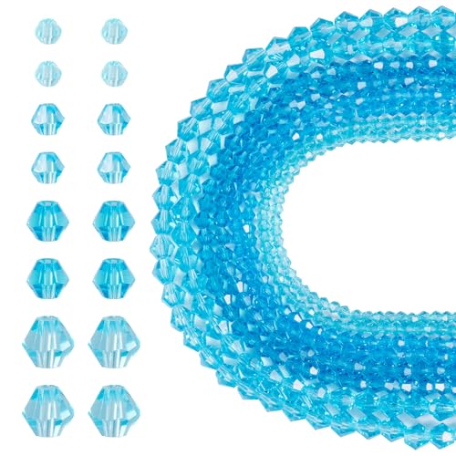 Sparkeads 1588 Stück himmelblaue Doppelkegel-Kristallperlen, Großpackung, facettierte Glasperlen, runde facettierte Perlen, Doppelkegel-Perlen, Cuentas de Cristal, Armbandperlen, Abstandshalter, von Sparkeads