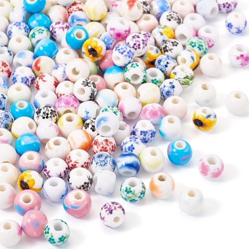 Sparkeads 160 Stück 8–10 mm Blumen-Keramikperlen, handgefertigt, bedruckte Porzellan-Perlen, runde Blumen-Abstandshalter, Porzellan-Perlen für Schmuckherstellung, DIY, Basteln, Armbänder, Halsketten Sparkeads 160 Stück 8–10 mm Blumen-Keramikperlen, handgefertigt, bedruckte Porzellan-Perlen, runde Blumen-Abstandshalter, Porzellan-Perlen für Schmuckherstellung, DIY, Basteln, Armbänder, Halsketten von Sparkeads