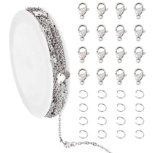 Sparkeads 2,5 m Edelstahl-Kabelketten in Herzform, 2 x 1,5 x 0,5 mm, ovale Gliederkette, Halskette, Armband, mit Biegeringen, Krallenverschlüssen für DIY-Schmuckherstellung Sparkeads 2,5 m Edelstahl-Kabelketten in Herzform, 2 x 1,5 x 0,5 mm, ovale Gliederkette, Halskette, Armband, mit Biegeringen, Krallenverschlüssen für DIY-Schmuckherstellung von Sparkeads