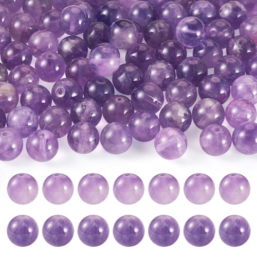 Sparkeads 2 Stränge, 80 Stück, natürliche Amethyst-Perlen, 10 mm, runde Kristall-Edelstein-Kugel, lose Perlen für DIY-Armbänder, Halsketten, Schmuckherstellung, Handwerk von Sparkeads