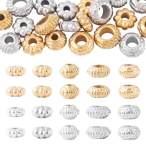 Sparkeads 20 Stück runde Abstandshalter aus Edelstahl, runde Perlen, Kugeln, lose Perlen, Gold, Silber, Laterne, tibetische Perlen für Schmuckherstellung, Basteln, Halsketten, Armbänder, Ohrringe Sparkeads 20 Stück runde Abstandshalter aus Edelstahl, runde Perlen, Kugeln, lose Perlen, Gold, Silber, Laterne, tibetische Perlen für Schmuckherstellung, Basteln, Halsketten, Armbänder, Ohrringe von Sparkeads