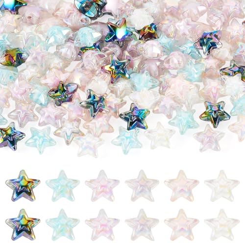 Sparkeads 20 Stück zweifarbige Sternperlen, Acryl-Stern-Pony-Perlen, sternförmige Perlen, lose Abstandshalter-Perlen für Schmuckherstellung, Freundschaftsarmband, Schlüsselanhänger, DIY, Basteln von Sparkeads