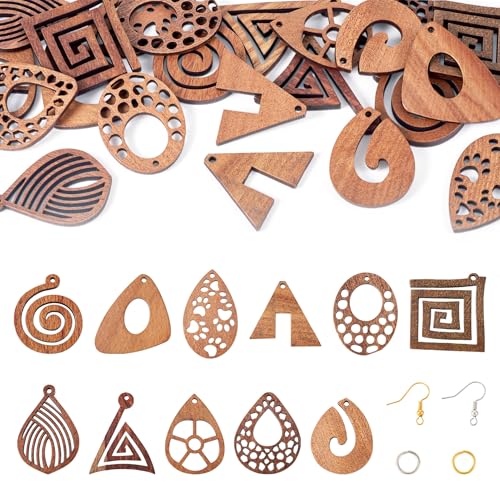 Sparkeads 22 Stück natürliche Holzanhänger in Tropfenform, ovale Raute, baumelnde Charms, braune Holzanhänger mit Biegeringen, Ohrringhaken für Handwerk, Halsketten, Schmuck, Armband, DIY, Sparkeads 22 Stück natürliche Holzanhänger in Tropfenform, ovale Raute, baumelnde Charms, braune Holzanhänger mit Biegeringen, Ohrringhaken für Handwerk, Halsketten, Schmuck, Armband, DIY, von Sparkeads