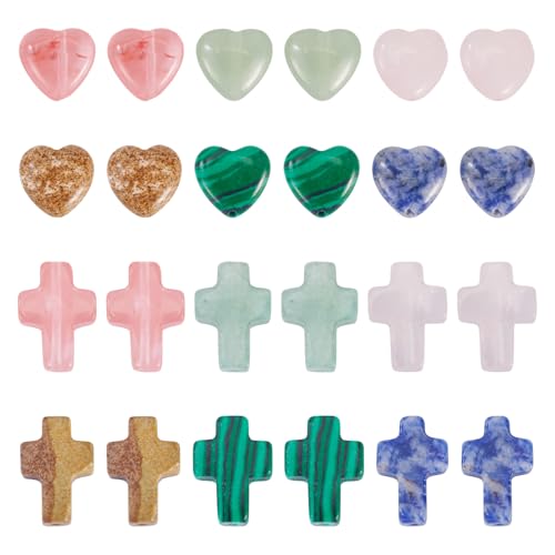 Sparkeads 24 Stück Herz-Kreuz-Steinperlen, Kruzifix-Perlen, Herz, Edelsteinperlen für Frauen, Halsketten, Ohrringe, Armbänder, DIY-Schmuckherstellung, Basteln Sparkeads 24 Stück Herz-Kreuz-Steinperlen, Kruzifix-Perlen, Herz, Edelsteinperlen für Frauen, Halsketten, Ohrringe, Armbänder, DIY-Schmuckherstellung, Basteln von Sparkeads