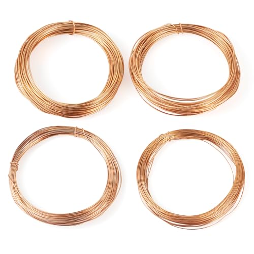 Sparkeads 4 Rollen rotgoldener Aluminiumdraht, 16/18/20/22 Gauge, biegbarer Basteldraht für Schmuck, Modellierung, Edelstein, Metallwicklung, Blumenherstellung von Sparkeads