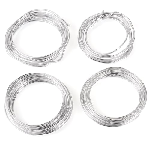 Sparkeads 4 Rollen silberner Aluminiumdraht, 9/10/12/15 Gauge, biegbarer Basteldraht für Schmuck, Modellierung, Edelstein, Metall, Spiralen, Blumenherstellung Sparkeads 4 Rollen silberner Aluminiumdraht, 9/10/12/15 Gauge, biegbarer Basteldraht für Schmuck, Modellierung, Edelstein, Metall, Spiralen, Blumenherstellung von Sparkeads