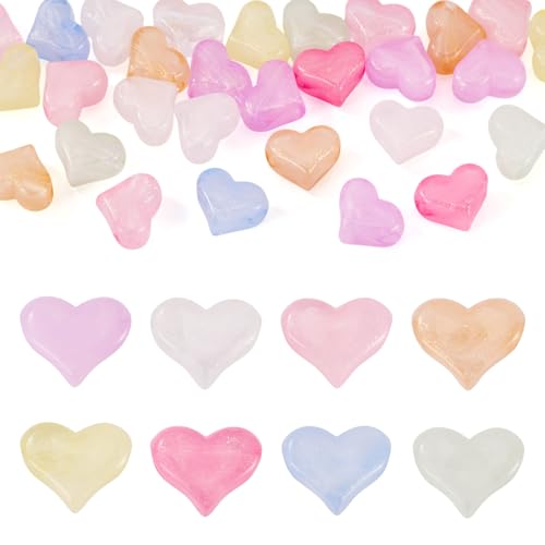 Sparkeads 40 Stück leuchtende, transparente Glitzer-Herzperlen, Großpackung, leuchtet im Dunkeln, Liebes-Acrylperlen mit Glitzerpulver, bunte Kristall-Pony-Perlen für DIY-Schmuckherstellung, Halskette Sparkeads 40 Stück leuchtende, transparente Glitzer-Herzperlen, Großpackung, leuchtet im Dunkeln, Liebes-Acrylperlen mit Glitzerpulver, bunte Kristall-Pony-Perlen für DIY-Schmuckherstellung, Halskette von Sparkeads
