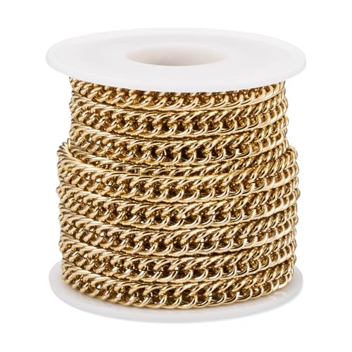 Sparkeads 5 m lange Schmuckkette, goldfarben, Aluminium, Gliederkette mit Spule für Armband, Halskette, Ohrringe, Gürtel, Tasche, Ketten, DIY, Schmuckherstellung, Handwerk, 10 x 6,5 x 1 mm Sparkeads 5 m lange Schmuckkette, goldfarben, Aluminium, Gliederkette mit Spule für Armband, Halskette, Ohrringe, Gürtel, Tasche, Ketten, DIY, Schmuckherstellung, Handwerk, 10 x 6,5 x 1 mm von Sparkeads