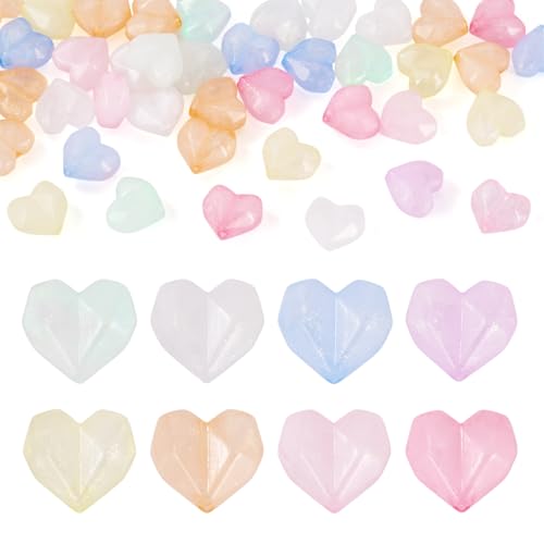 Sparkeads 50 Stück leuchtende Acryl-Herzperlen, leuchtet im Dunkeln, transparent, Liebesperlen, bunte Herzform, Abstandshalter mit Glitzerpulver für Schmuckherstellung, Armbänder, Halsketten, Ohrringe Sparkeads 50 Stück leuchtende Acryl-Herzperlen, leuchtet im Dunkeln, transparent, Liebesperlen, bunte Herzform, Abstandshalter mit Glitzerpulver für Schmuckherstellung, Armbänder, Halsketten, Ohrringe von Sparkeads