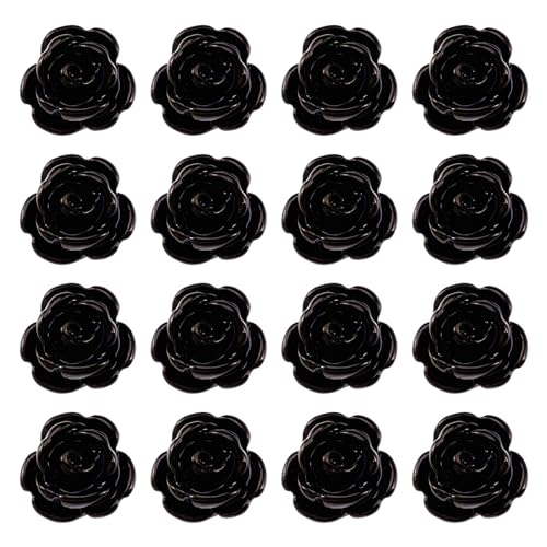 Sparkeads 50 schwarze Rosenperlen für Rosenkranz-Halsketten, Harz-Blumenperlen, gebohrte Rosenblüten-Verzierungen für Buddha-Mala-Schmuckherstellung, Armbänder, Ohrringe, Bastelperlen, 9 x 7 mm, Loch: Sparkeads 50 schwarze Rosenperlen für Rosenkranz-Halsketten, Harz-Blumenperlen, gebohrte Rosenblüten-Verzierungen für Buddha-Mala-Schmuckherstellung, Armbänder, Ohrringe, Bastelperlen, 9 x 7 mm, Loch: von Sparkeads