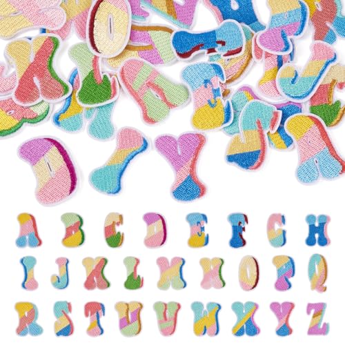 Sparkeads 52 Stück Buchstaben A-Z Aufnäher Alphabet A bis Z Aufbügler Stoff Patch Alphabet Stickerei Patch für Kleidung Kleid Hut Kunst Handwerk von Sparkeads