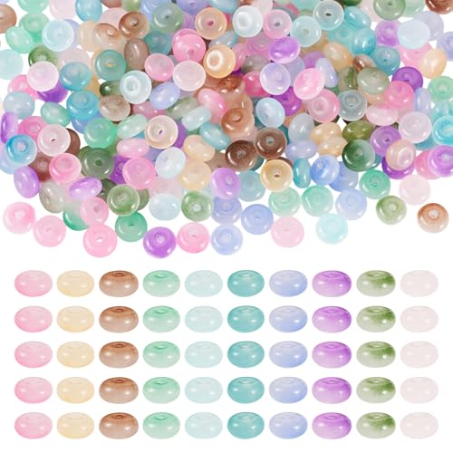 Sparkeads 600 Stück Glas-Kristallperlen, Rondelle, Scheibe, Heshi-Perlen, zum Backen, lose Abstandshalter für Halsketten, Ohrringe, Armbänder, DIY-Schmuckherstellung von Sparkeads