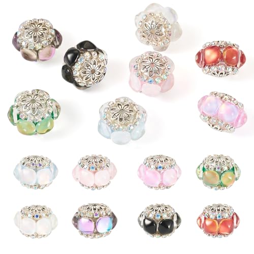 Sparkeads 8 x Strass-Fokal-Perlen für Stifte, große Kristall-Strassperlen, Diamant-Perlen, ausgefallener Glitzer, grobe Diamant-Blume, Stift, für Perlenstifte, Zubehör, Laterne von Sparkeads