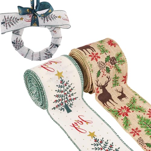 Sparkeads 9,1 m lange Weihnachtsbänder, Jutekordel aus Polyester, ausgefranstes Band, dünnes Band, Wickelband für Weihnachten, Hochzeit, Blumensträuße, Verpackung, Basteln, Geschenk, Urlaub Sparkeads 9,1 m lange Weihnachtsbänder, Jutekordel aus Polyester, ausgefranstes Band, dünnes Band, Wickelband für Weihnachten, Hochzeit, Blumensträuße, Verpackung, Basteln, Geschenk, Urlaub von Sparkeads