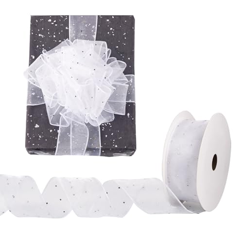 Sparkeads 9M Weiß Band Transparent Polyester Strass Band Organzaband mit Draht für DIY Handwerk Blumenwickel Weihnachtsschleifen Hochzeit Dekoration Sparkeads 9M Weiß Band Transparent Polyester Strass Band Organzaband mit Draht für DIY Handwerk Blumenwickel Weihnachtsschleifen Hochzeit Dekoration von Sparkeads