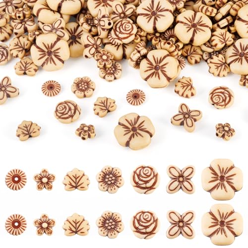 Sparkeads Acrylperlen in verschiedenen Formen, ästhetische Perlen, flach, rund, Blätter, Blumen-Perlen, sortiert, lose Abstandshalter für Schmuckherstellung, Armband, Ohrringe, Anhänger von Sparkeads