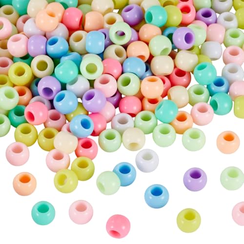 Sparkeads Bunte europäische Acryl-Perlen, Süßigkeiten-Perlen, großes Loch, 10 x 8 mm, lose Abstandshalter, Blumen-Perlen, niedlicher Regenbogen-Zopf, Bastelperlen für DIY-Schmuckherstellung, Armband von Sparkeads