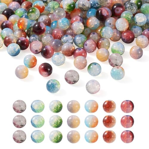Sparkeads Craquelé-Perlen, Glas-Kristallperlen, 10 mm, zweifarbig, runde Perlen für Armbänder, Ohrringe, Halsketten und Bastelarbeiten, handgefertigte Dekoration, Schmuckherstellung, 140 Stück Sparkeads Craquelé-Perlen, Glas-Kristallperlen, 10 mm, zweifarbig, runde Perlen für Armbänder, Ohrringe, Halsketten und Bastelarbeiten, handgefertigte Dekoration, Schmuckherstellung, 140 Stück von Sparkeads