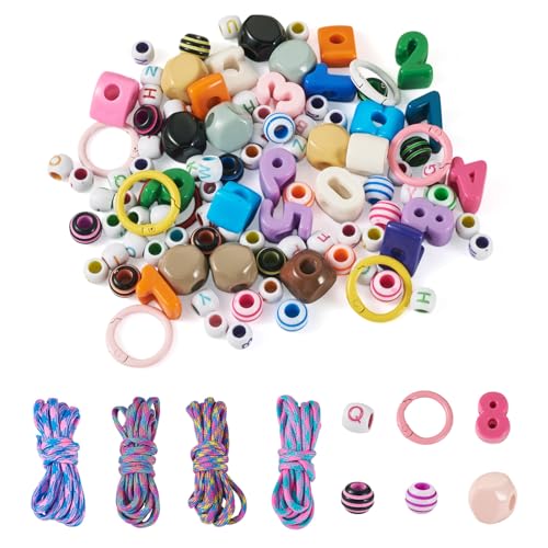 Sparkeads DIY Schlüsselanhänger-Set, 7,8 m, Polyester-Spandex-Seil, gemischte Farben, Polyester-Seil, mit 100 Acrylperlen und 8 Ringverschlüssen für Armbandherstellung, Schlüsselband Sparkeads DIY Schlüsselanhänger-Set, 7,8 m, Polyester-Spandex-Seil, gemischte Farben, Polyester-Seil, mit 100 Acrylperlen und 8 Ringverschlüssen für Armbandherstellung, Schlüsselband von Sparkeads