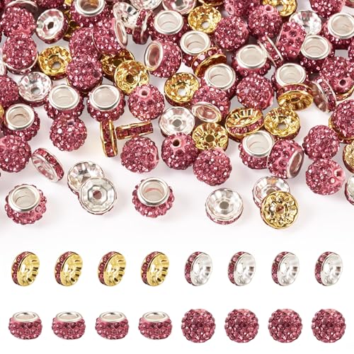 Sparkeads Discoperlen aus Ton, Strass, Discoperlen zum Basteln, Kristall-Pavé-Discokugeln, großes Loch, europäische flache runde Perlen für selbstgemachte Schmuck, Ohrringe, Halsketten, Armbänder, Sparkeads Discoperlen aus Ton, Strass, Discoperlen zum Basteln, Kristall-Pavé-Discokugeln, großes Loch, europäische flache runde Perlen für selbstgemachte Schmuck, Ohrringe, Halsketten, Armbänder, von Sparkeads