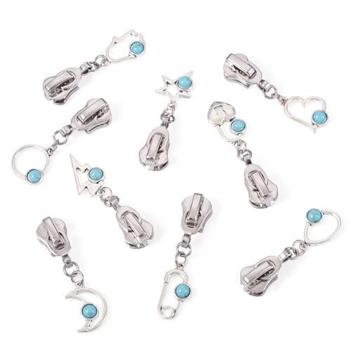 Sparkeads Ersatzschieber für Reißverschlüsse, Metallreißverschlüsse zum Nähen, Metallreißverschluss, Ersatz für Basteltaschen, Gepäck, Kleidung, Geldbörse, Jacke, Zubehör, Türkis, 18 Stück von Sparkeads