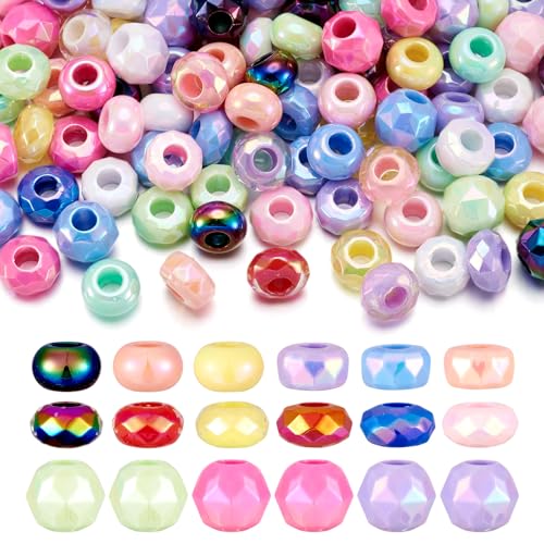 Sparkeads Europäische Perlen mit großem Loch, 13,5–15 mm, Acryl, Regenbogenfarben, facettiert, rund, Abstandshalter, Großpackung für Ohrringe, Halsketten, Handwerk, Armbänder, DIY-Schmuck, Sparkeads Europäische Perlen mit großem Loch, 13,5–15 mm, Acryl, Regenbogenfarben, facettiert, rund, Abstandshalter, Großpackung für Ohrringe, Halsketten, Handwerk, Armbänder, DIY-Schmuck, von Sparkeads