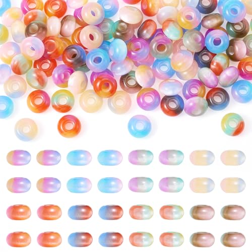 Sparkeads Europäische Perlen mit großem Loch, Farbverlauf, 14 mm, für Schlangenketten, Charms, Ohrringe, Halsketten, Handwerk, Armband, DIY-Schmuck, Damen-Accessoire, 100 Stück Sparkeads Europäische Perlen mit großem Loch, Farbverlauf, 14 mm, für Schlangenketten, Charms, Ohrringe, Halsketten, Handwerk, Armband, DIY-Schmuck, Damen-Accessoire, 100 Stück von Sparkeads