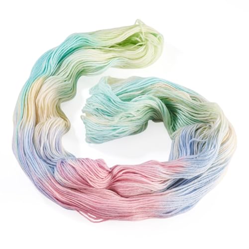 Sparkeads Flauschiges Regenbogengarn zum Häkeln, Handstrickgarn, Häkelset für Anfänger, 80 % Wolle, 20 % Acrylfaser, Garne für Pullover, Schals, Handarbeiten, 295 m, 1 Knäuel, 2 mm breit, Grün / Rosa von Sparkeads