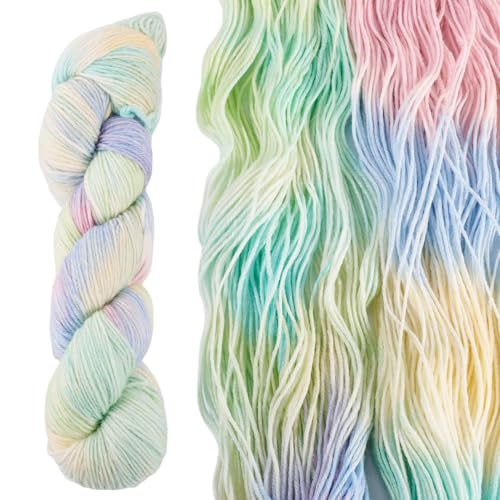 Sparkeads Flauschiges Regenbogengarn zum Häkeln, Handstrickgarn, Häkelset für Anfänger, 80 % Wolle, 20 % Acrylfaser, Garne für Pullover, Schals, Handarbeiten, 295 m, 1 Knäuel, 2 mm breit, Grün von Sparkeads