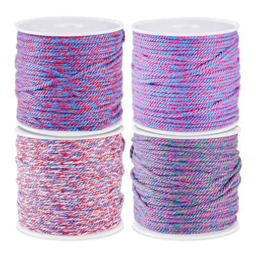 Sparkeads Geflochtene Baumwollkordel, Makramee-Faden, 1,2 mm, gedrehte Perlenschnur für Halskette, chinesisches Knoten, Schlüsselband, Quaste, Windspiel, Armband, Basteln, Schmuck, 4 Rollen Sparkeads Geflochtene Baumwollkordel, Makramee-Faden, 1,2 mm, gedrehte Perlenschnur für Halskette, chinesisches Knoten, Schlüsselband, Quaste, Windspiel, Armband, Basteln, Schmuck, 4 Rollen von Sparkeads