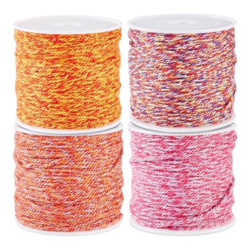 Sparkeads Geflochtene Baumwollkordel, Makramee-Faden, 1,2 mm, gedrehte Perlenschnur für Halskette, chinesisches Knoten, Schlüsselband, Quaste, Windspiel, Armband, Basteln, Schmuck, 4 Rollen Sparkeads Geflochtene Baumwollkordel, Makramee-Faden, 1,2 mm, gedrehte Perlenschnur für Halskette, chinesisches Knoten, Schlüsselband, Quaste, Windspiel, Armband, Basteln, Schmuck, 4 Rollen von Sparkeads