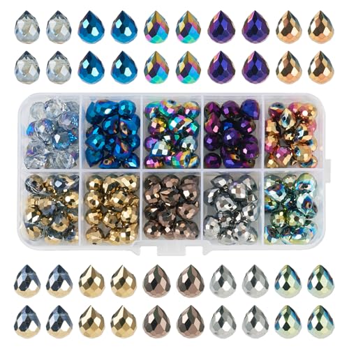 Sparkeads Glasperlen in Tropfenform, facettierte Glasperlen, Tropfenform, Kristallperlen, Charms, oben gebohrte Wassertropfen-Perlen für Schmuckherstellung, Windspiele, DIY, Handwerk, Halsketten Sparkeads Glasperlen in Tropfenform, facettierte Glasperlen, Tropfenform, Kristallperlen, Charms, oben gebohrte Wassertropfen-Perlen für Schmuckherstellung, Windspiele, DIY, Handwerk, Halsketten von Sparkeads
