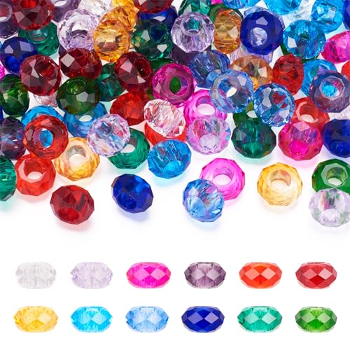Sparkeads Glasperlen mit großem Loch, facettierte, europäische Rondelle-Perlen, bunte Kristall-Abstandshalter, 14 mm, für Schmuck, Armband, Damen, DIY, Ohrringe, Halsketten, Bastelzubehör, 96 Stück Sparkeads Glasperlen mit großem Loch, facettierte, europäische Rondelle-Perlen, bunte Kristall-Abstandshalter, 14 mm, für Schmuck, Armband, Damen, DIY, Ohrringe, Halsketten, Bastelzubehör, 96 Stück von Sparkeads