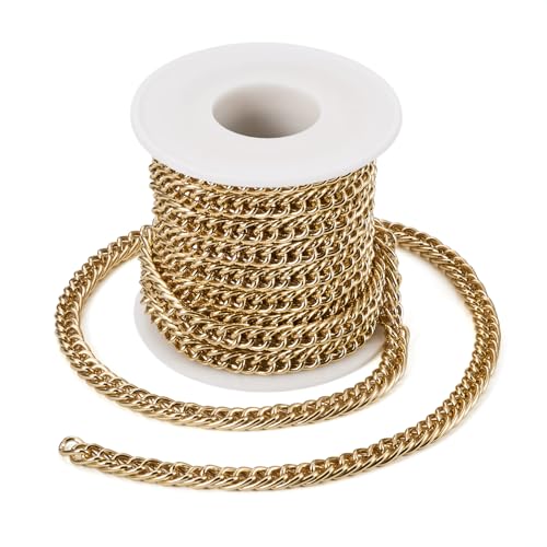 Sparkeads Goldene Aluminium-Panzerkette, Rolle, Oxidation, kubanische Gliederketten, dicke gedrehte Kettenglieder, Metall-Bastelketten, Panzerspule für Armband, Schmuckherstellung, Halskette Sparkeads Goldene Aluminium-Panzerkette, Rolle, Oxidation, kubanische Gliederketten, dicke gedrehte Kettenglieder, Metall-Bastelketten, Panzerspule für Armband, Schmuckherstellung, Halskette von Sparkeads