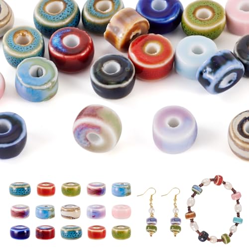 Sparkeads Handgefertigte Porzellanperlen, flach, rund, Keramikperlen, lose Abstandshalter für Halsketten, Ohrringe, Armbänder, DIY-Schmuckherstellung, 20 Stück Sparkeads Handgefertigte Porzellanperlen, flach, rund, Keramikperlen, lose Abstandshalter für Halsketten, Ohrringe, Armbänder, DIY-Schmuckherstellung, 20 Stück von Sparkeads