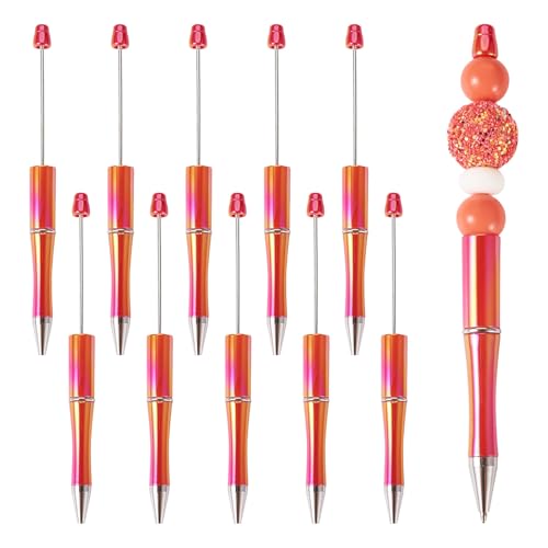 Sparkeads Kugelschreiber, Kunststoff, Perlenstift, schwarze Tinte, für Bastelarbeiten, personalisierte Stifte, Dekoration, Büro, Schulbedarf, Tomate, 10 Stück von Sparkeads