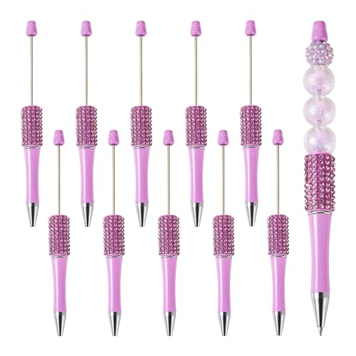 Sparkeads Kugelschreiber, Kunststoff, Perlenstifte, 138–145 x 14 mm, schwarze Tinte für DIY, personalisierte Stifte, Dekoration, Büro, Schulbedarf, Orchidee, 10 Stück von Sparkeads