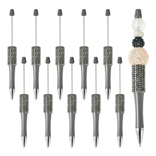 Sparkeads Kugelschreiber, Kunststoff, Perlenstifte, 138–145 x 14 mm, schwarze Tinte für DIY, personalisierte Stifte, Dekoration, Büro, Schulbedarf, Schiefergrau, 10 Stück von Sparkeads
