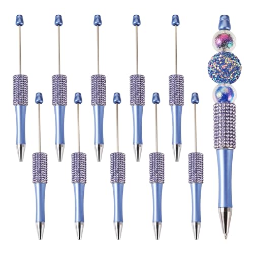 Sparkeads Kugelschreiber, Kunststoff, Perlenstifte, 138–145 x 14 mm, schwarze Tinte für DIY, personalisierte Stifte, Dekoration, Büro, Schulbedarf, Stahlblau, 10 Stück von Sparkeads
