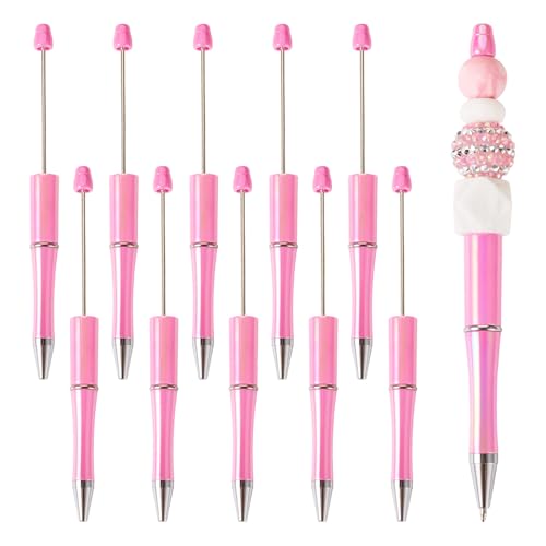 Sparkeads Kugelschreiber, Kunststoff, Perlenstifte, schwarze Tinte, für Bastelarbeiten, personalisierte Stiftdekoration, Büro, Schulbedarf, Hot Pink, 10 Stück von Sparkeads