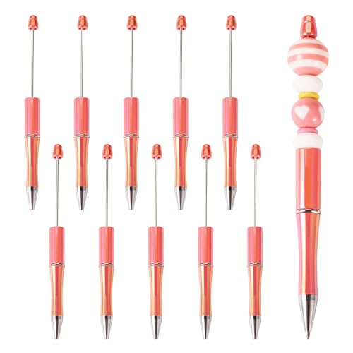 Sparkeads Kugelschreiber, Kunststoff, Perlenstifte, schwarze Tinte, für Bastelarbeiten, personalisierte Stifte, Dekoration, Büro, Schulbedarf, Hellkoralle, 10 Stück von Sparkeads