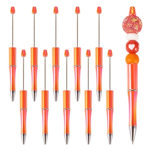 Sparkeads Kugelschreiber, Kunststoff, Perlenstifte, schwarze Tinte, für Bastelarbeiten, personalisierte Stifte, Dekoration, Büro, Schulbedarf, Lachs, 10 Stück von Sparkeads
