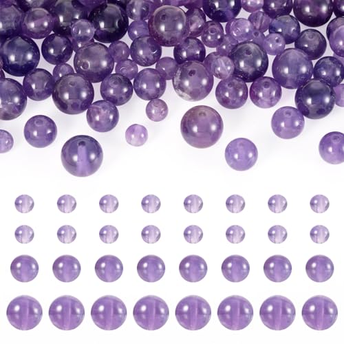 Sparkeads Natürliche Amethyst-Perlen, Stränge, 4–8 mm, violette Perlen, Amethyst-Schmuck für Damen, runde Abstandshalter, lose Perlen, violette Kristallperlen für Schmuckherstellung, Armband von Sparkeads