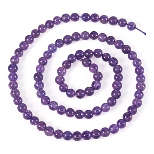Sparkeads Natürliche Amethyst-Perlen, Stränge, violette Perlen, Amethyst-Schmuck für Damen, runde Abstandshalter, lose Perlen, violette Kristallperlen für Schmuckherstellung, Armband, Halskette von Sparkeads