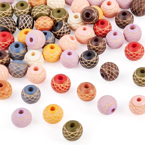 Sparkeads Natürliche Holzperlen, 10 mm, Netzmuster, runde Perlen, gemischte Farben, runde Abstandshalter, Kugeln, lose Perlen für Schmuckherstellung, Basteln, Halsketten, Armbänder, Ohrringe, Anhänger Sparkeads Natürliche Holzperlen, 10 mm, Netzmuster, runde Perlen, gemischte Farben, runde Abstandshalter, Kugeln, lose Perlen für Schmuckherstellung, Basteln, Halsketten, Armbänder, Ohrringe, Anhänger von Sparkeads