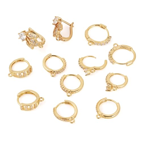 Sparkeads Ohrringhaken aus 18 Karat Messing zur Schmuckherstellung, hypoallergen, baumelnde goldene Ohrringhaken, echte 18 Karat vergoldete Messinghakenringe für Frauen, DIY, Basteln, mehrfach, Loch Sparkeads Ohrringhaken aus 18 Karat Messing zur Schmuckherstellung, hypoallergen, baumelnde goldene Ohrringhaken, echte 18 Karat vergoldete Messinghakenringe für Frauen, DIY, Basteln, mehrfach, Loch von Sparkeads