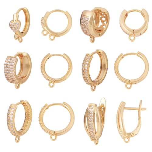 Sparkeads Ohrringhaken aus 18 Karat Messing zur Schmuckherstellung, hypoallergen, baumelnde goldene Ohrringhaken, echte 18 Karat vergoldete Messinghakenringe für Frauen, zum Basteln, mit Kristall Sparkeads Ohrringhaken aus 18 Karat Messing zur Schmuckherstellung, hypoallergen, baumelnde goldene Ohrringhaken, echte 18 Karat vergoldete Messinghakenringe für Frauen, zum Basteln, mit Kristall von Sparkeads