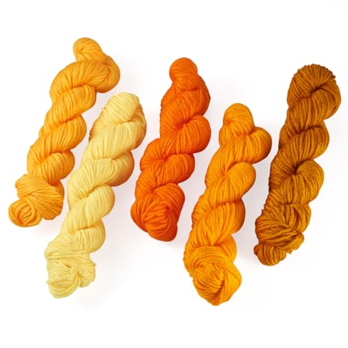 Sparkeads Orangefarbenes Acrylgarn zum Häkeln, Faser-Häkelgarn, Amigurumi-Stricken, weiche Garne für Handwerk, Stricken, Schals, ideales Geschenk, Anfänger, Erwachsene, Bastelprojekte, 5 Bündel von Sparkeads