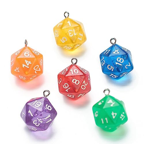 Sparkeads Polyedrische D20-Würfel-Charms für Tischspiele, 20-seitig, facettiert, Spielwürfel, Acryl-Anhänger für Schlüsselanhänger, Schmuck, Handwerk, Stifte, Dekoration, 20 Stück, Acryl, Ohne von Sparkeads